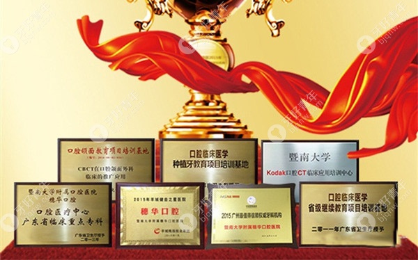 广州穗华口腔的部分荣誉证书